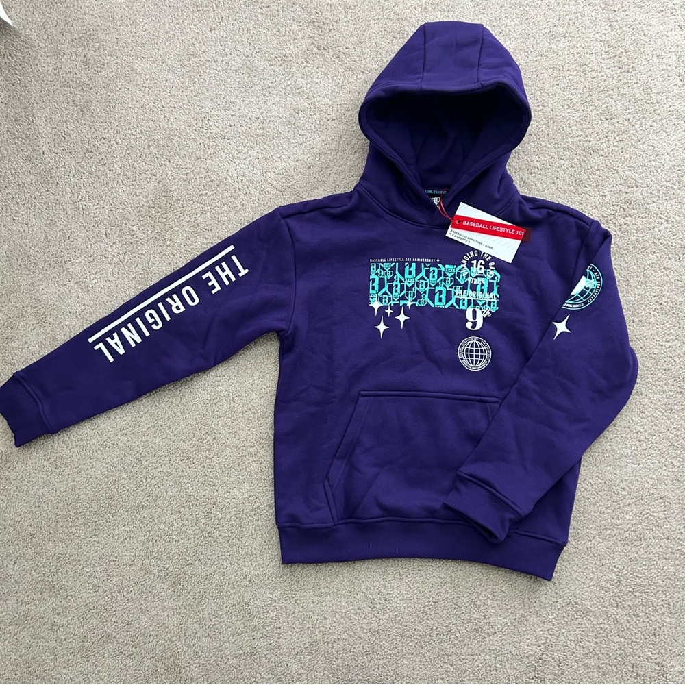 Youth Medium YM Baseball Lifestyle 101 BL101 9th Anniversary Hoodie Purple New
